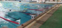 In Khujand, a team of athletes is training in swimming